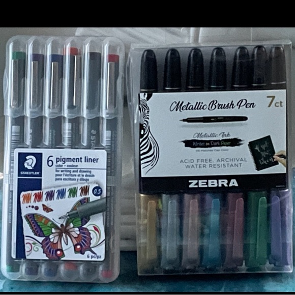 Staedtler 6ct. Pigment 0.5 Liners & Zebra 7ct. Metallic BRUSH Pens! - Picture 1 of 16